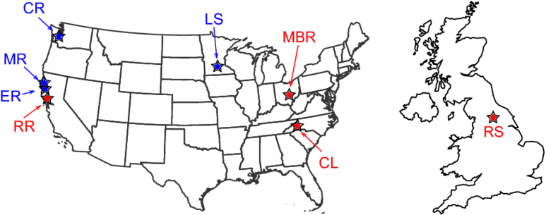 Maps Of The Us And Uk Showing The Location Of The Eight - Blank Clip Art White Map Of Usa - Png Download (850x412), Png Download