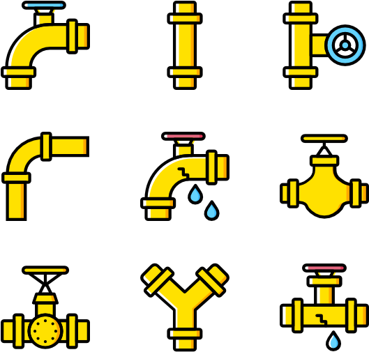 Pipes And Water Flow - Water Pipes Flat Icon Clipart (600x564), Png Download