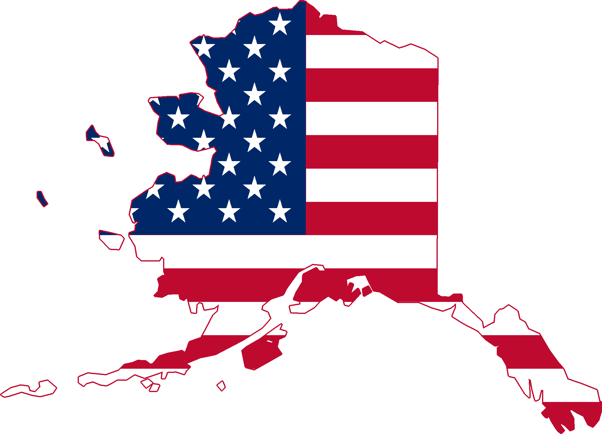 Flag Map Of Alaska - United States Clipart (2008x1449), Png Download
