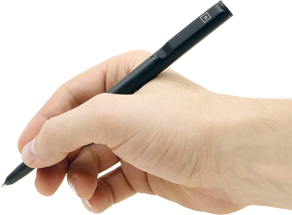 Pen On Hand - Hand With Pen Png Clipart (952x700), Png Download