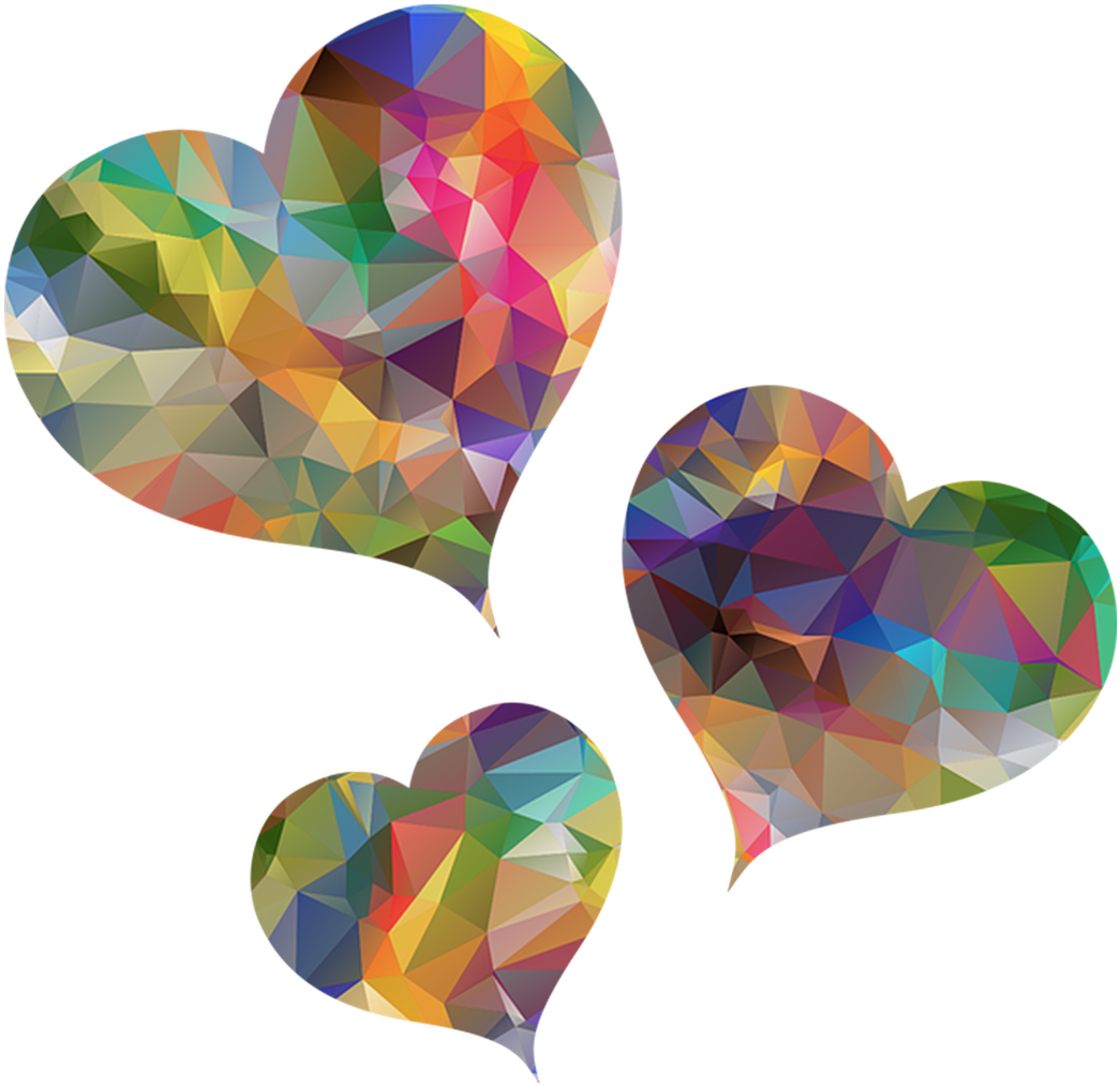 Three Hearts Hearts Painting Poly Shape - Three Hearts Clipart (1066x1280), Png Download