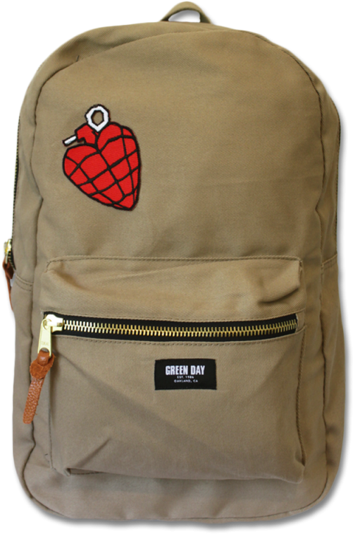 Green Day Heart Grenade Bagpack Clipart (800x800), Png Download