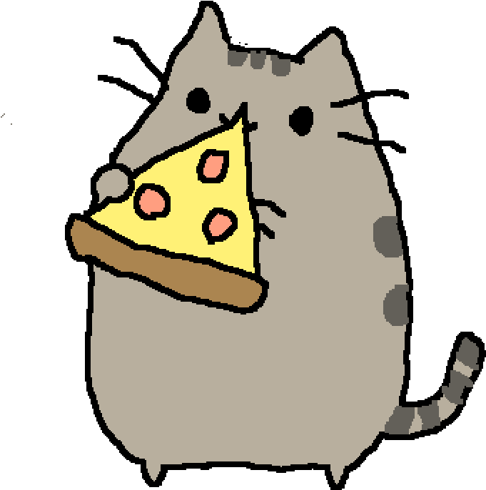 Cat Eating Pizza Png - Pusheen Eating Pizza Clipart (1000x1000), Png Download