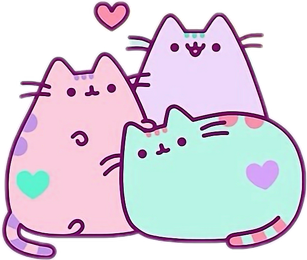 Image Result For Pusheen Kawaii - Pink Purple And Blue Pusheen Clipart (608x514), Png Download