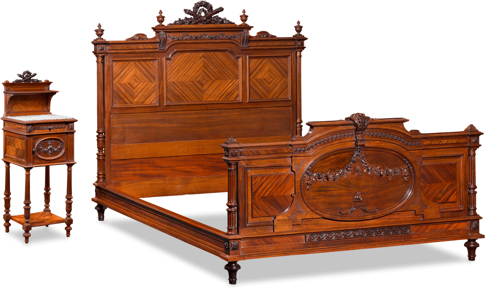 Bed Frame Antique Wooden Bed Uk White Frame Antique - Furniture Clipart (1750x1750), Png Download