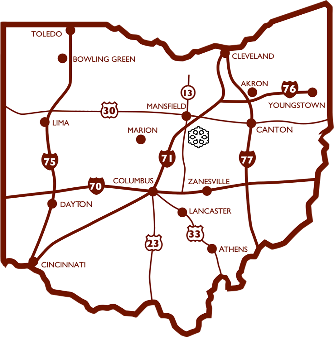 Snow Trails Location On Ohio Map - Map Clipart (1082x1080), Png Download