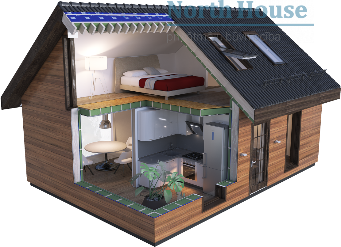 Wooden Frame House Construction Technologies - Karkasa Majas Clipart (1200x912), Png Download