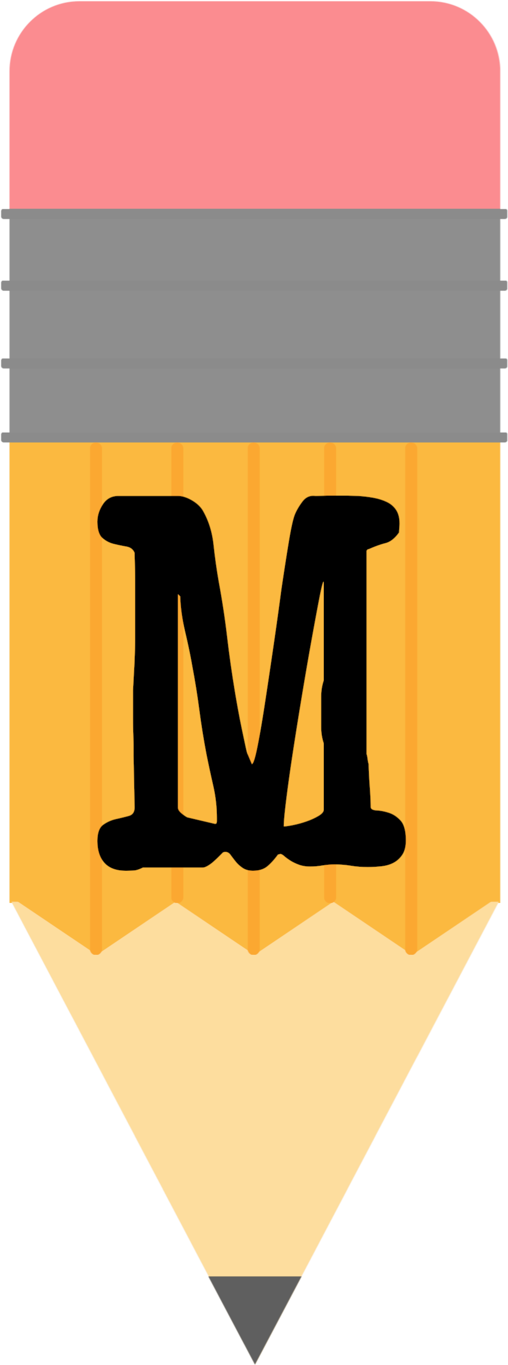 Pencil Alphabet Banner M - Back To School Door Decorations Pdf Clipart (1076x2778), Png Download