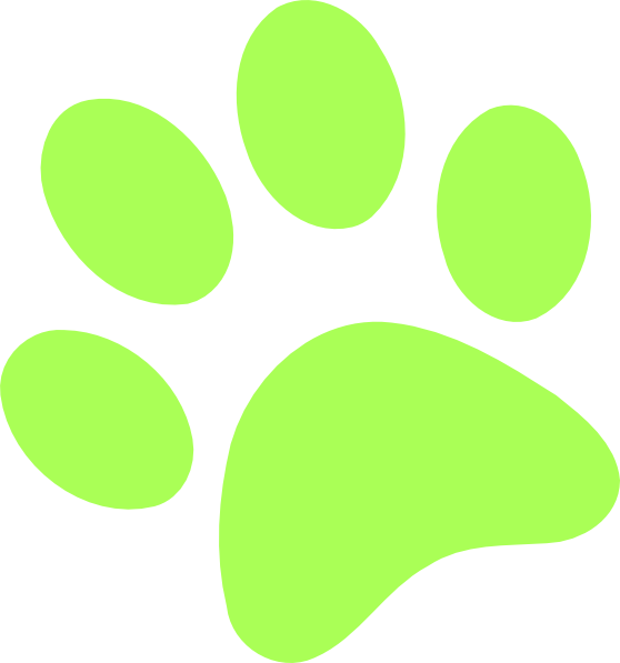 Neon Clipart Dog Paw - Lime Green Paw Print - Png Download (558x597), Png Download