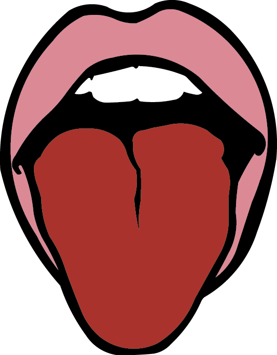 Lips And Tongue Graphic - Tongue Black And White Clipart (540x692), Png Download