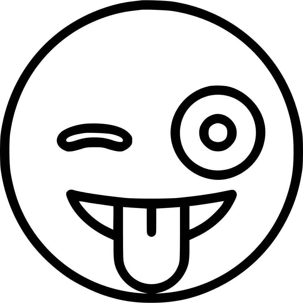 Drawn Tongue Png Transparent - Tongue Emoji Face Black And White Clipart (980x982), Png Download