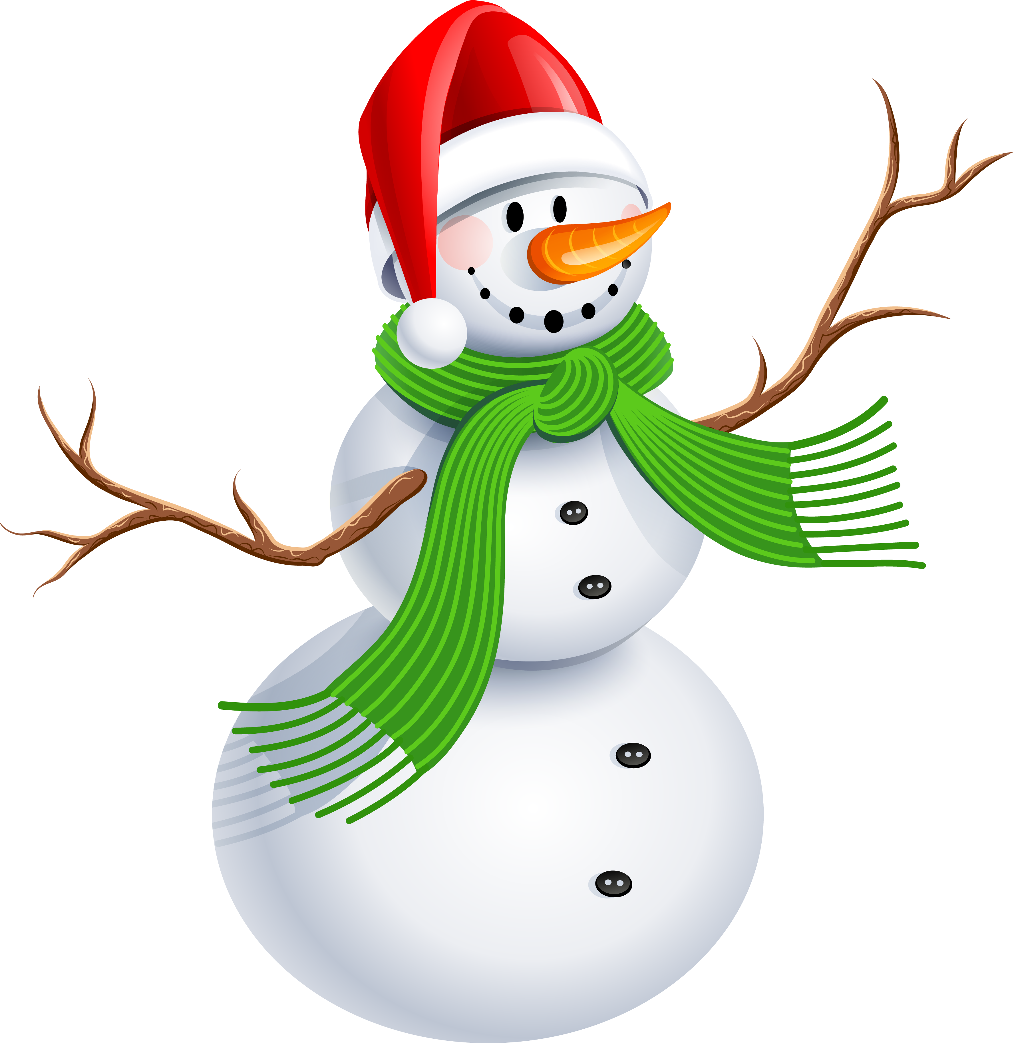 Snowman With Green Scarf Png Clipart Picture - Christmas Snowman Clipart Png Transparent Png (3581x3651), Png Download