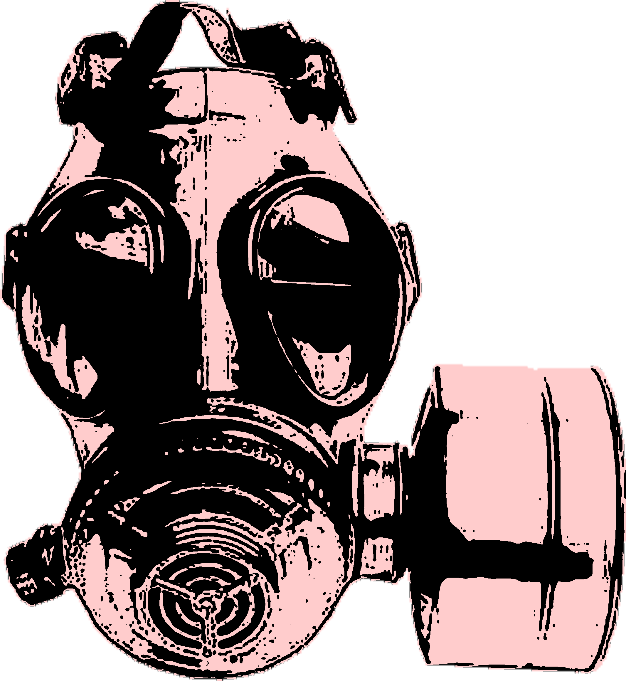 Gas Mask In Pink And Black - Skull Gas Mask Stencil Clipart (2500x2500), Png Download