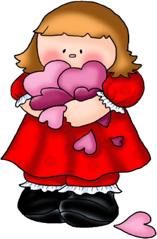 Vintage Valentines, Valentines Day Clipart, Heart, - Niñas Con Corazones - Png Download (520x790), Png Download