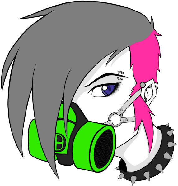 Gas Mask Girl By Wraithdragon - Drawing Of Girls With Gas Mask Clipart (572x600), Png Download