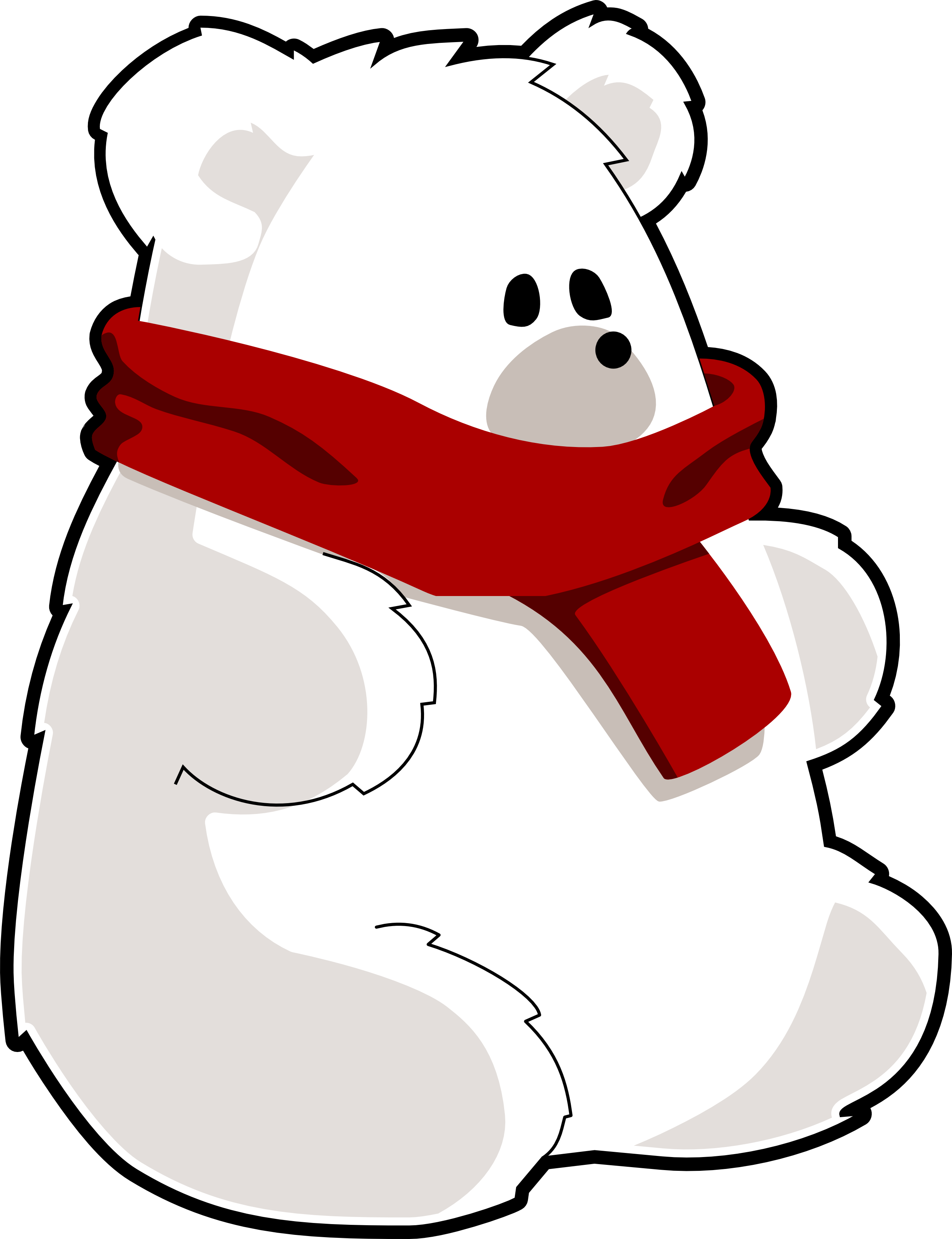 Red Scarf Cliparts - Polar Bear With Scarf - Png Download (2555x3326), Png Download