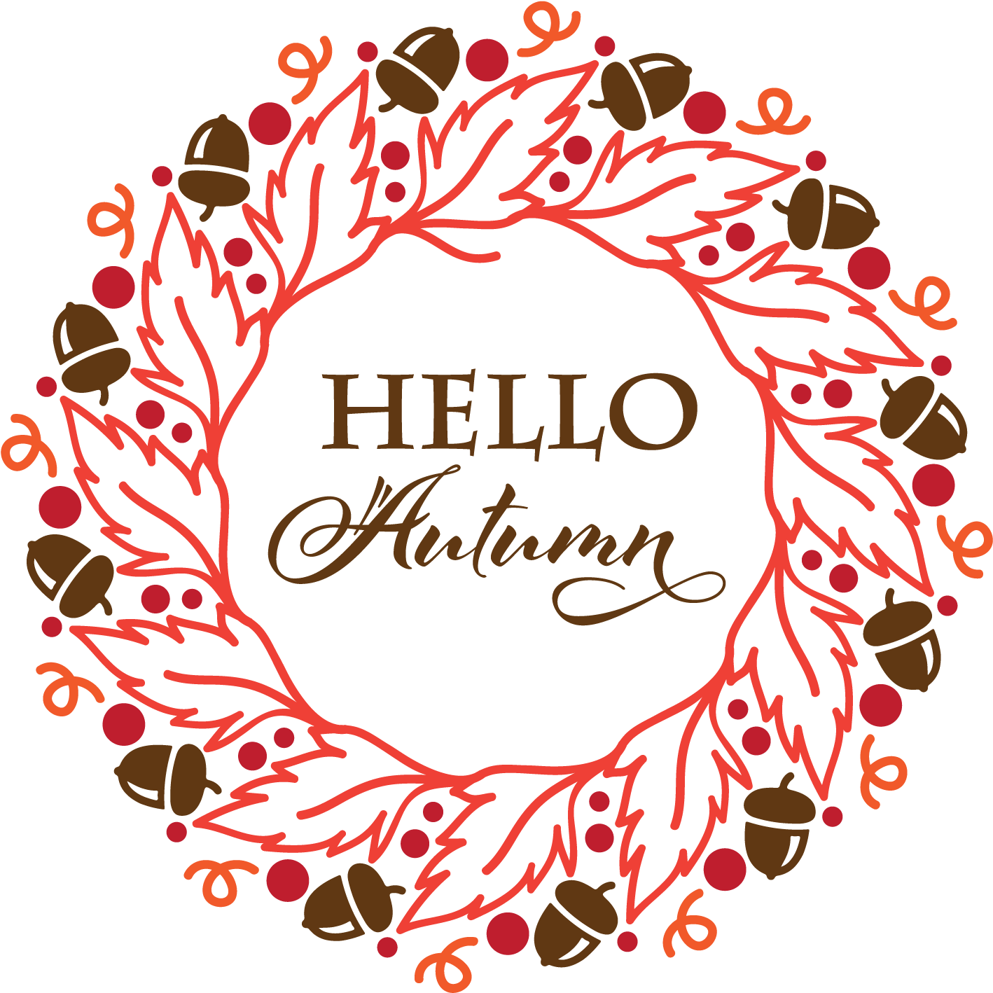 Hello Autumn Wreath - Circle Clipart (1800x1800), Png Download