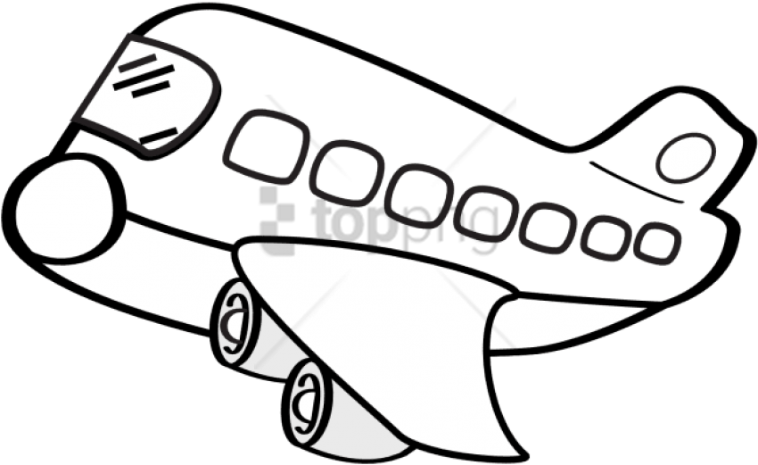Free Png Cute Aeroplaneblack And White Png Image With - Airplane Clipart Black And White Png Transparent Png (850x521), Png Download