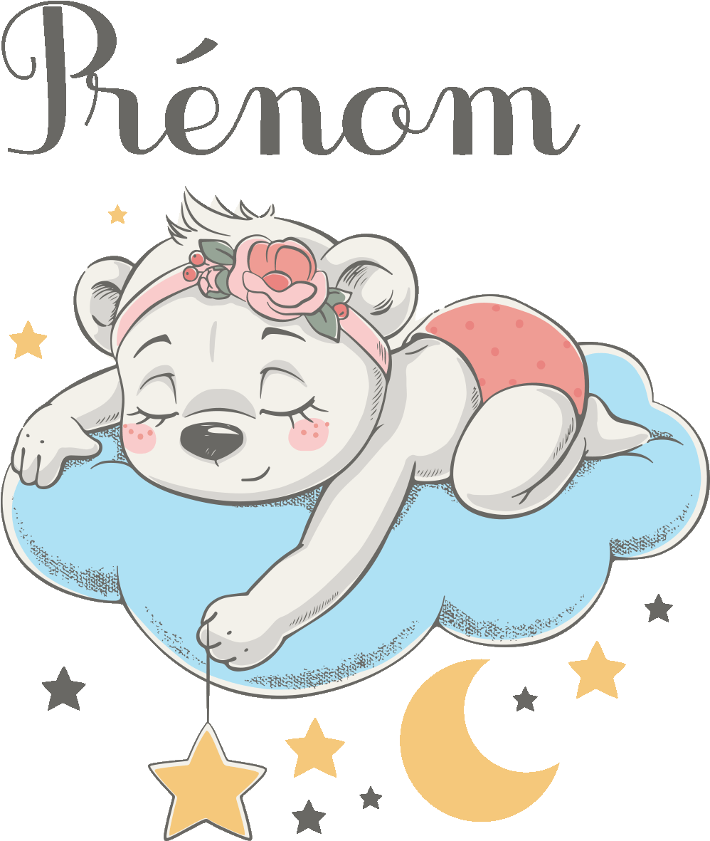 Sticker Prenom Personnalisable Ourson Fille Fait Dodo - Bella Noche Con Osos Clipart (1200x1200), Png Download