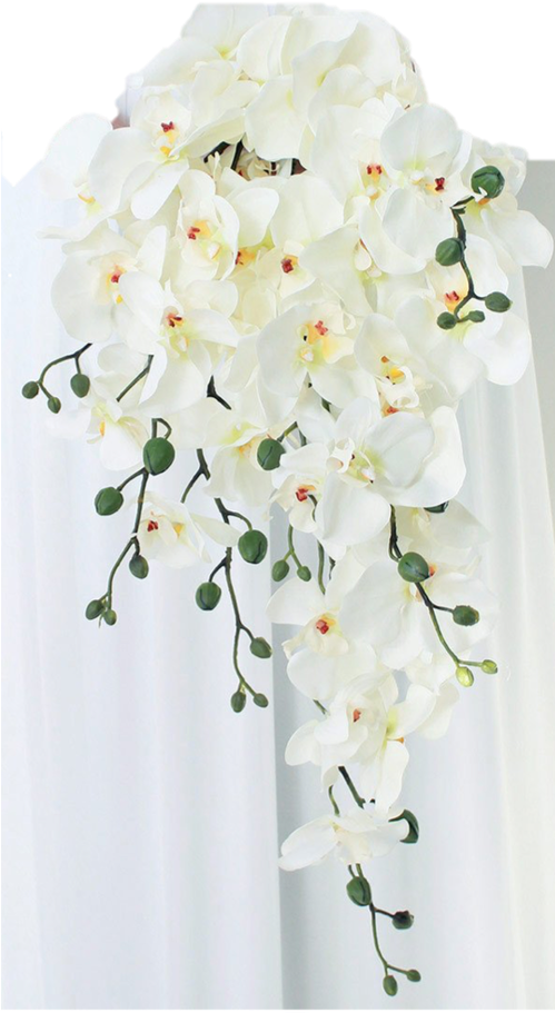This Lovely Orchid Cascade Bouquet Is A Great Option - Artificial Flower Clipart (498x1005), Png Download
