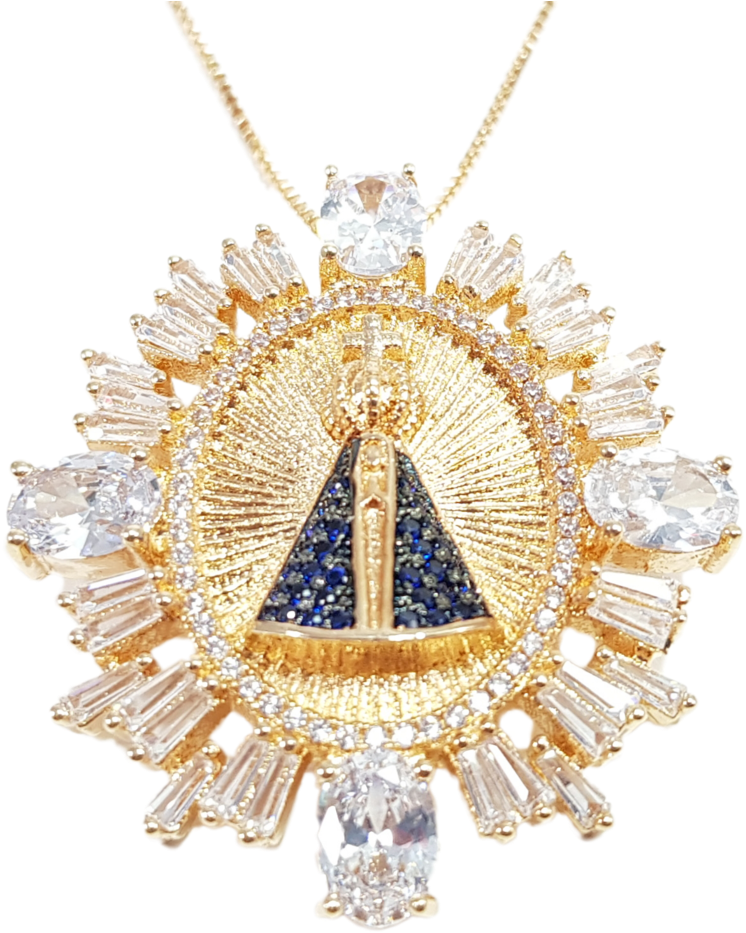 Corrente Feminina Nossa Senhora Aparecida Folheada - Pendant Clipart (746x933), Png Download