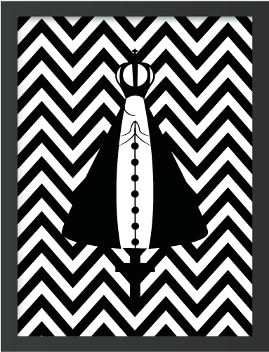 Nossa Senhora Aparecida Com Fundo Listrado - Blue Red White And Orange Chevron Background Clipart (592x592), Png Download