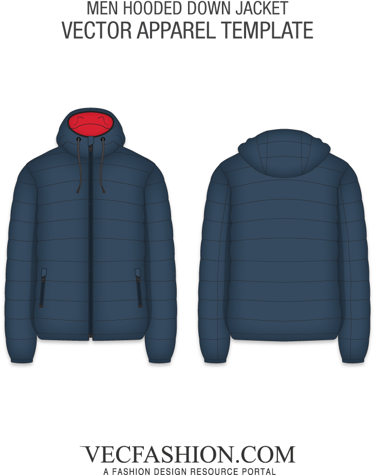Mens Hooded Down Jacket - Jacket Clipart (728x923), Png Download