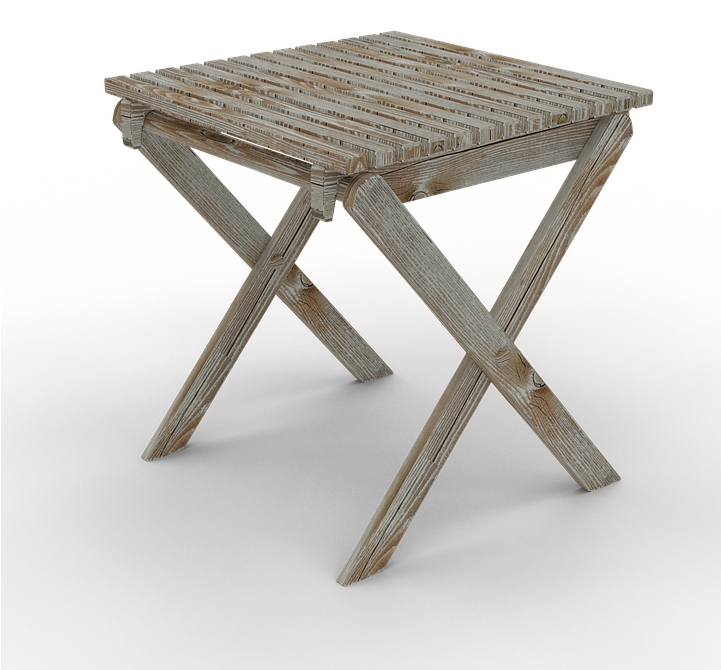 Folding Chair, Old Wooden Chair, Stool, Vintage - End Tables Clipart (720x720), Png Download