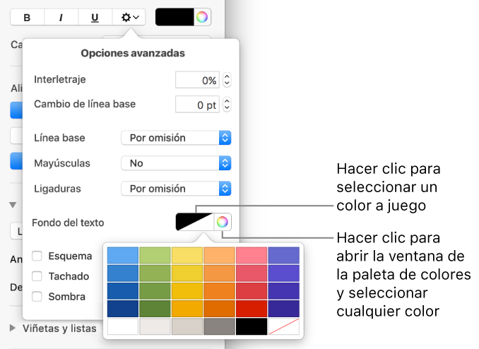 Controles Para Elegir Un Color De Fondo De Texto - 키 노트 글자 테두리 Clipart (678x494), Png Download