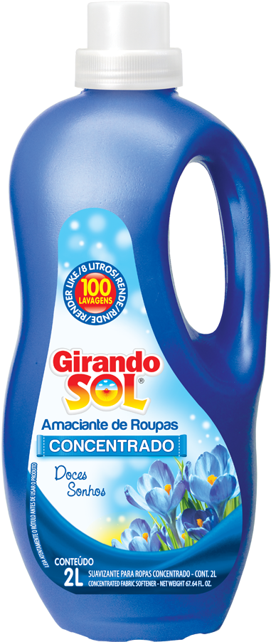 Concentrated Fabric Softener Doces Sonhos 2 Liters - Girando Sol Clipart (447x945), Png Download