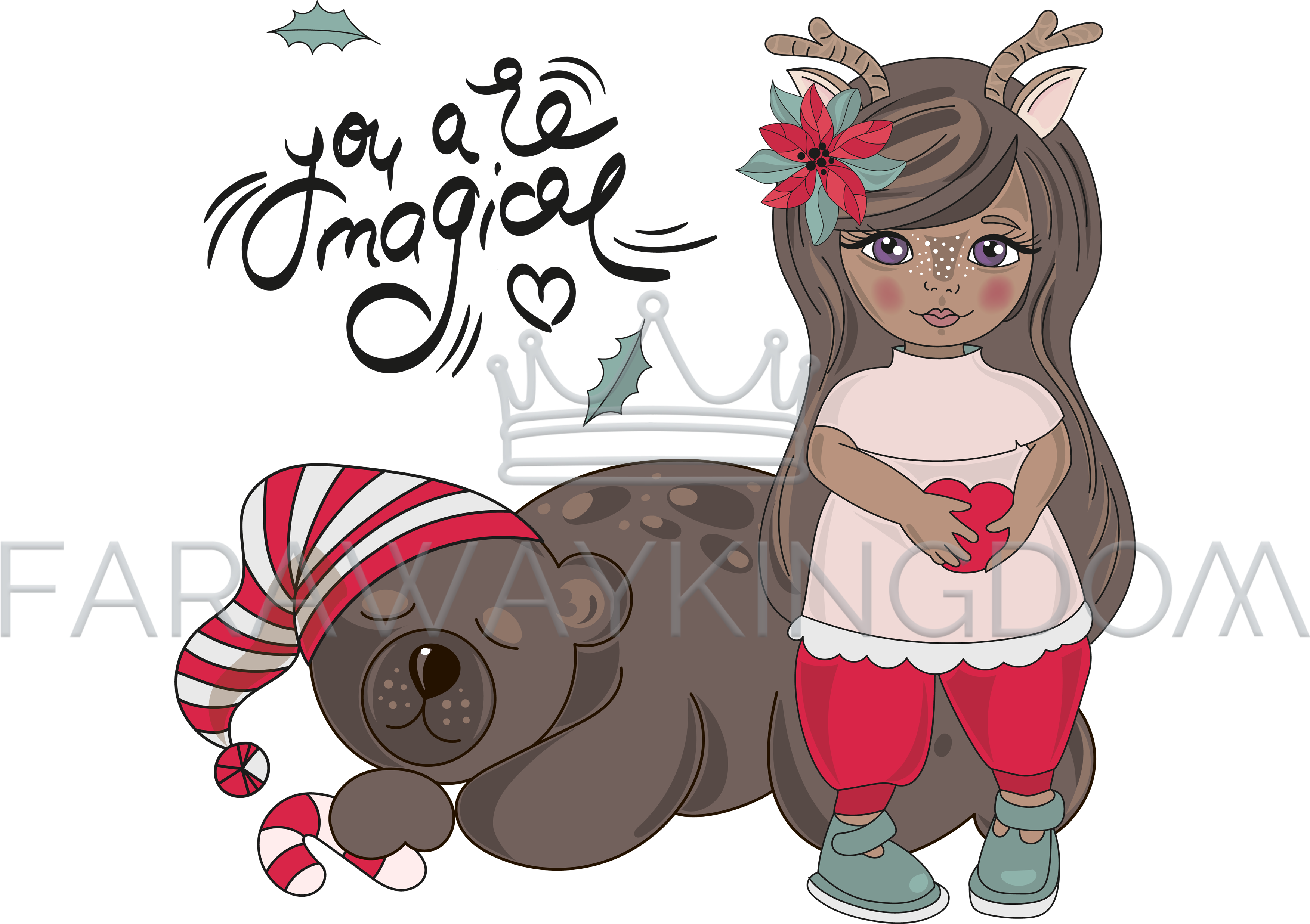 Girl Bear Sleeping Animal Cartoon Vector Illustration - Christmas Day Clipart (3508x2480), Png Download