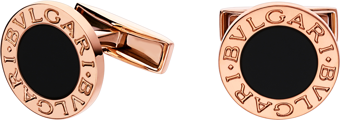 Bvlgari Bvlgari 18kt Rose Gold Cufflinks Set With Black - Bvlgari Cufflinks Clipart (1800x1405), Png Download