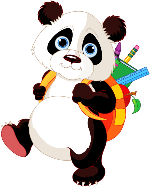 Graphic Stock Pin By Elena Stoica On Animals Birds - Panda School Clipart - Png Download (600x743), Png Download