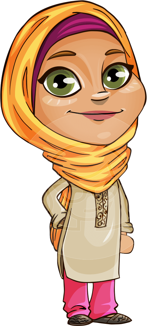 Nasira The Caring Arabic Girl - Arabic Girl Cartoon Kid Clipart (957x1060), Png Download