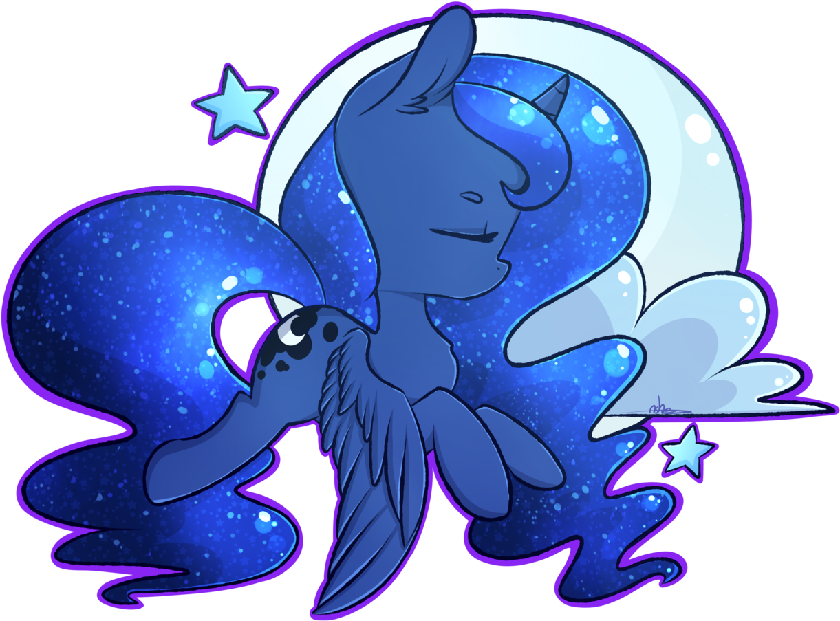 Ashee, Chibi, Eyes Closed, Moon, Princess Luna, Safe, - Cartoon Clipart (1280x960), Png Download