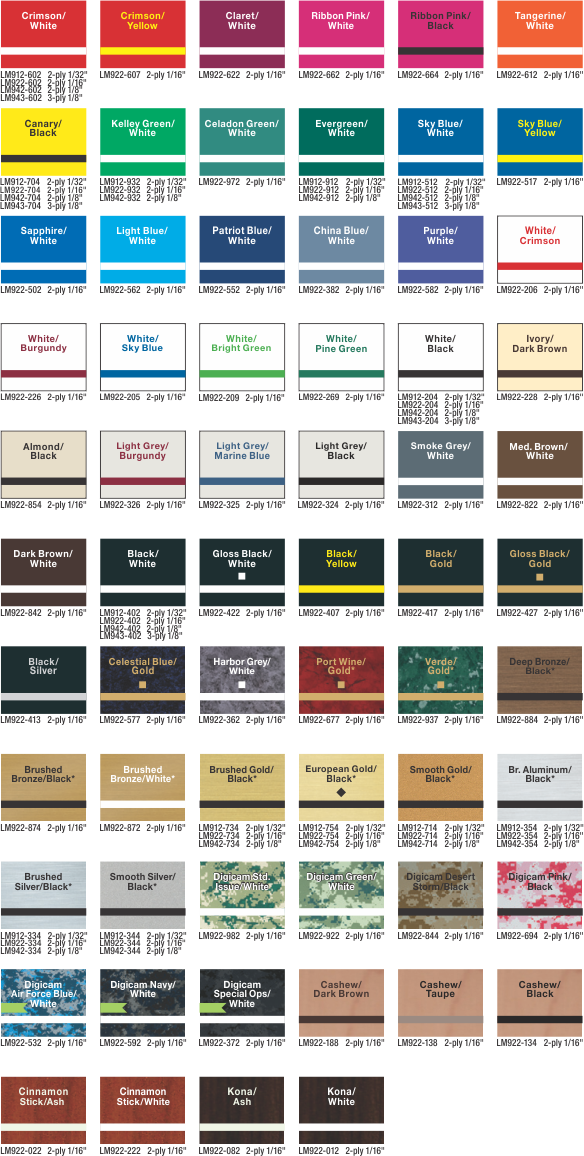 Full Colour Name Tags That Can Be Printed On Different - Rowmark Lasermax Color Chart Clipart (584x1156), Png Download