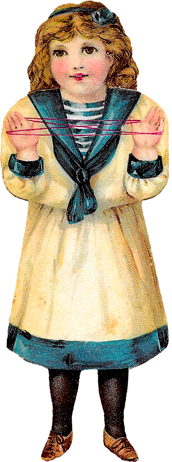 Paper Doll Victorian Girl Child Image Cats Cradle Image - Girl Clipart (651x1600), Png Download