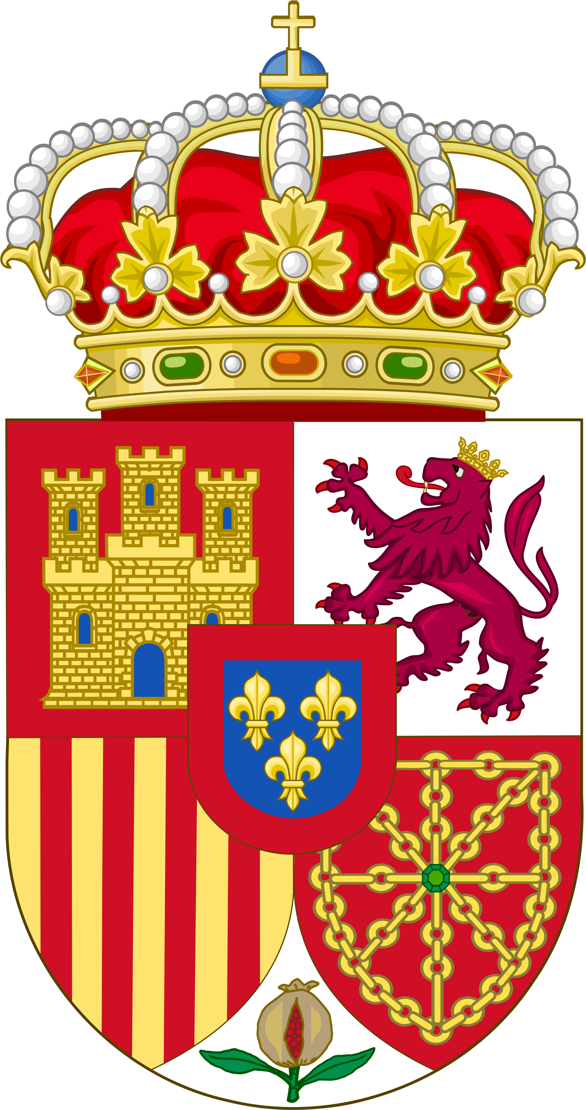 Spain Crown Png - Spanish Coat Of Arms Transparent Clipart (2000x3726), Png Download