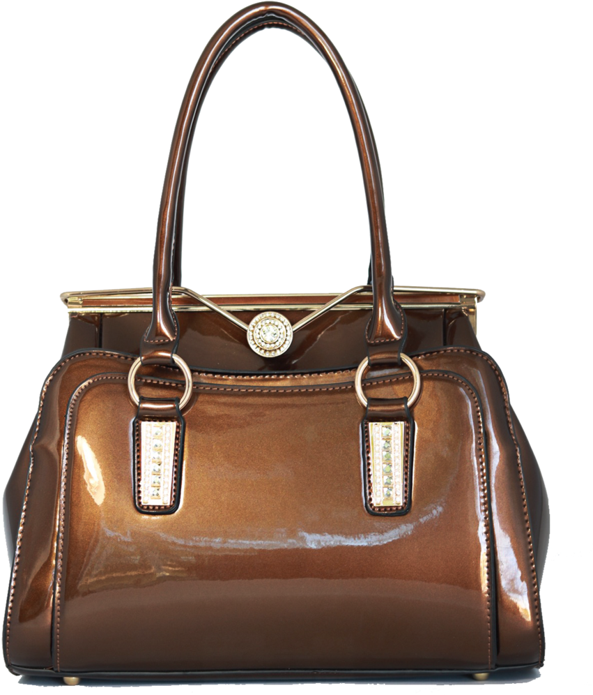 Lucky Penny Patent Leather Gold Accent Bag Clipart (921x1024), Png Download