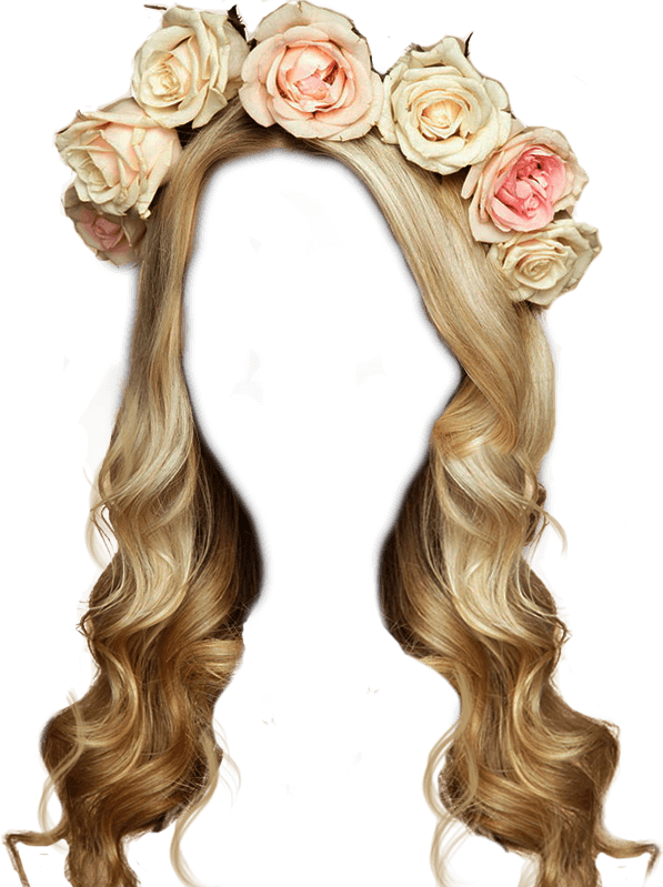#wig #blond #long #hair #flower #dressup #costume - 玫瑰 花環 Clipart (597x799), Png Download