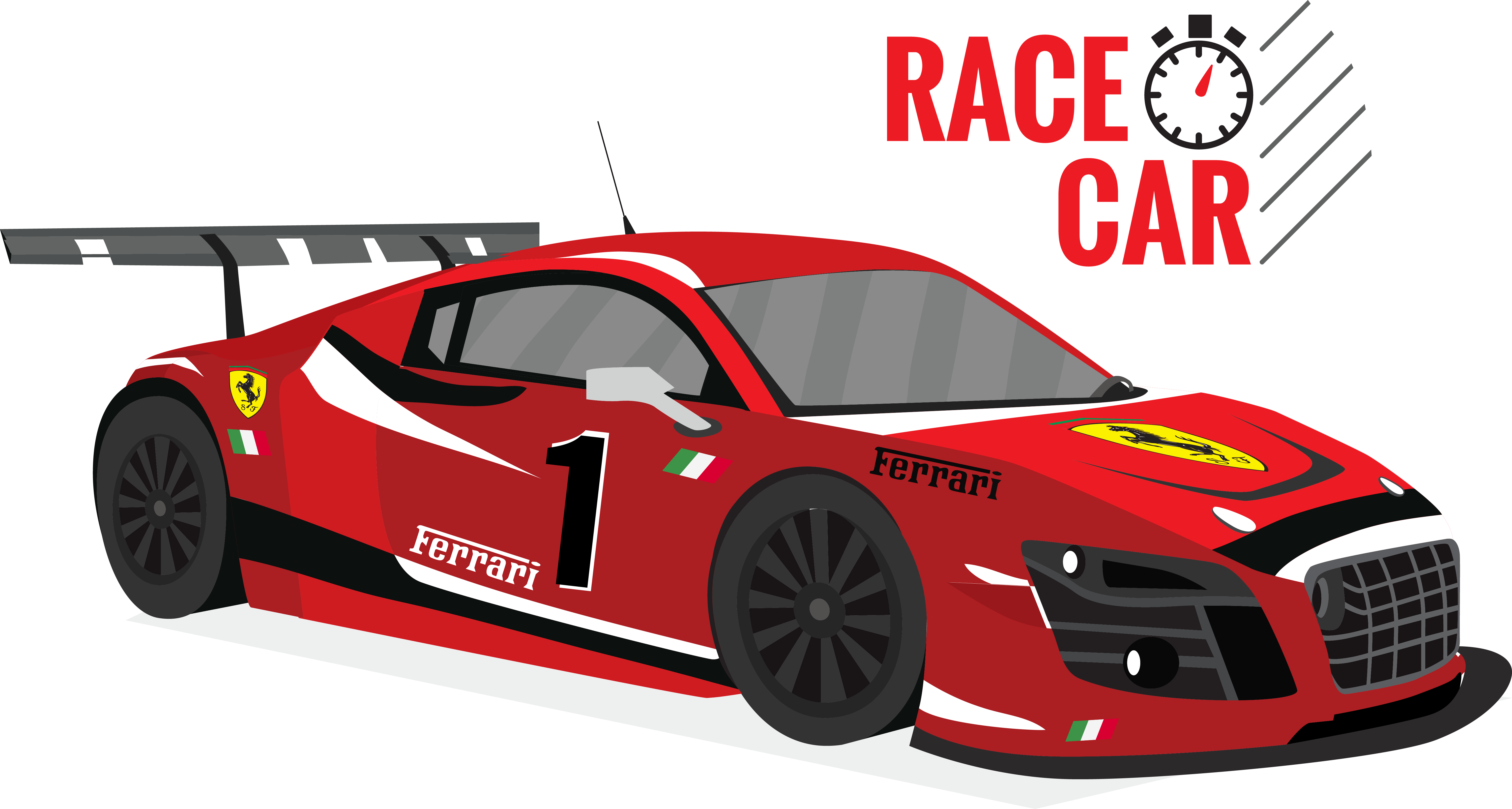Pics Of Cartoon Racing Cars - Red Racing Car Png Clipart (6100x3263), Png Download