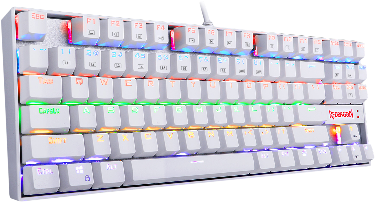 Redragon K552 Kumara Led Rainbow Backlit Mechanical - Redragon Kumara K552 Rgb White Clipart (1500x1500), Png Download