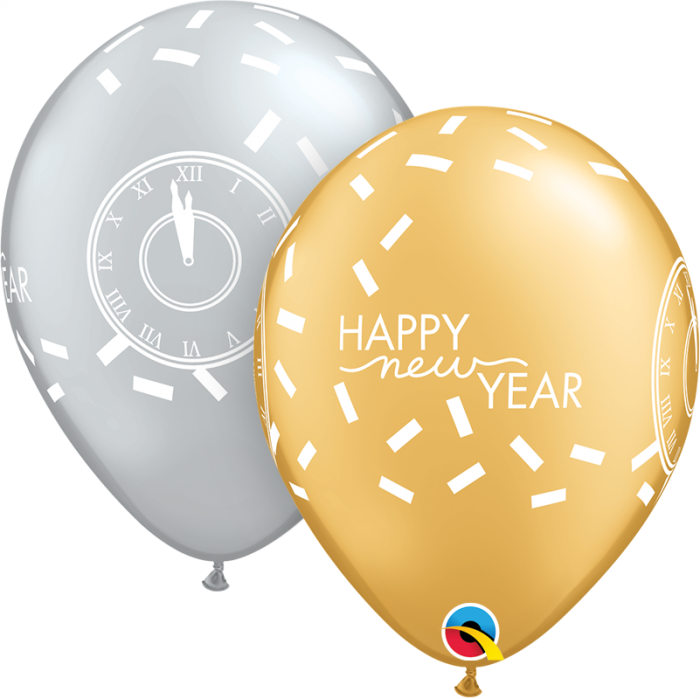 Qualatex 11 Inch Happy New Year Confetti Countdown - Gold Balloons Clipart (700x699), Png Download