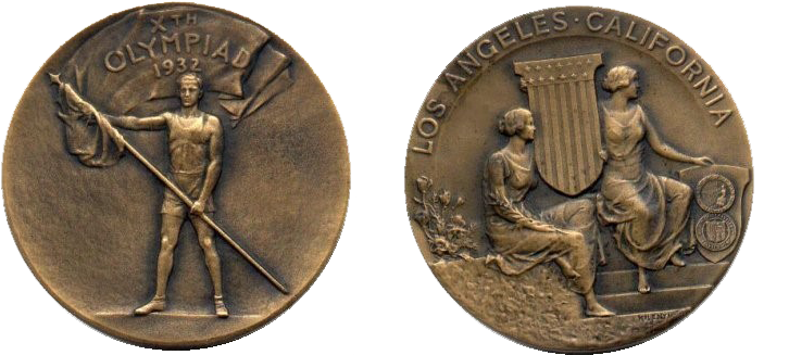 Los Angeles Summer Olympics Participation Medal - 1943 Penny Copper Clipart (847x409), Png Download