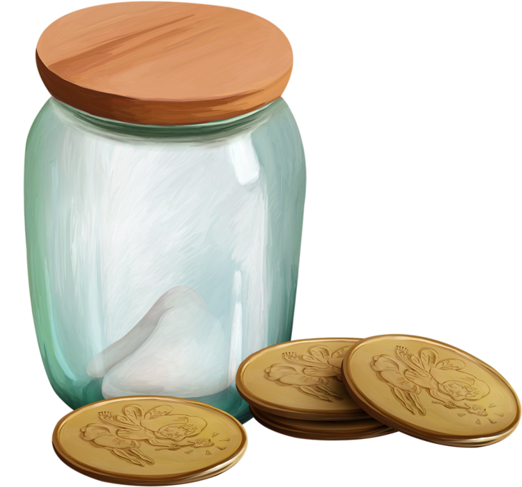 Jars & Bottles With Money - Coin Clipart (800x792), Png Download