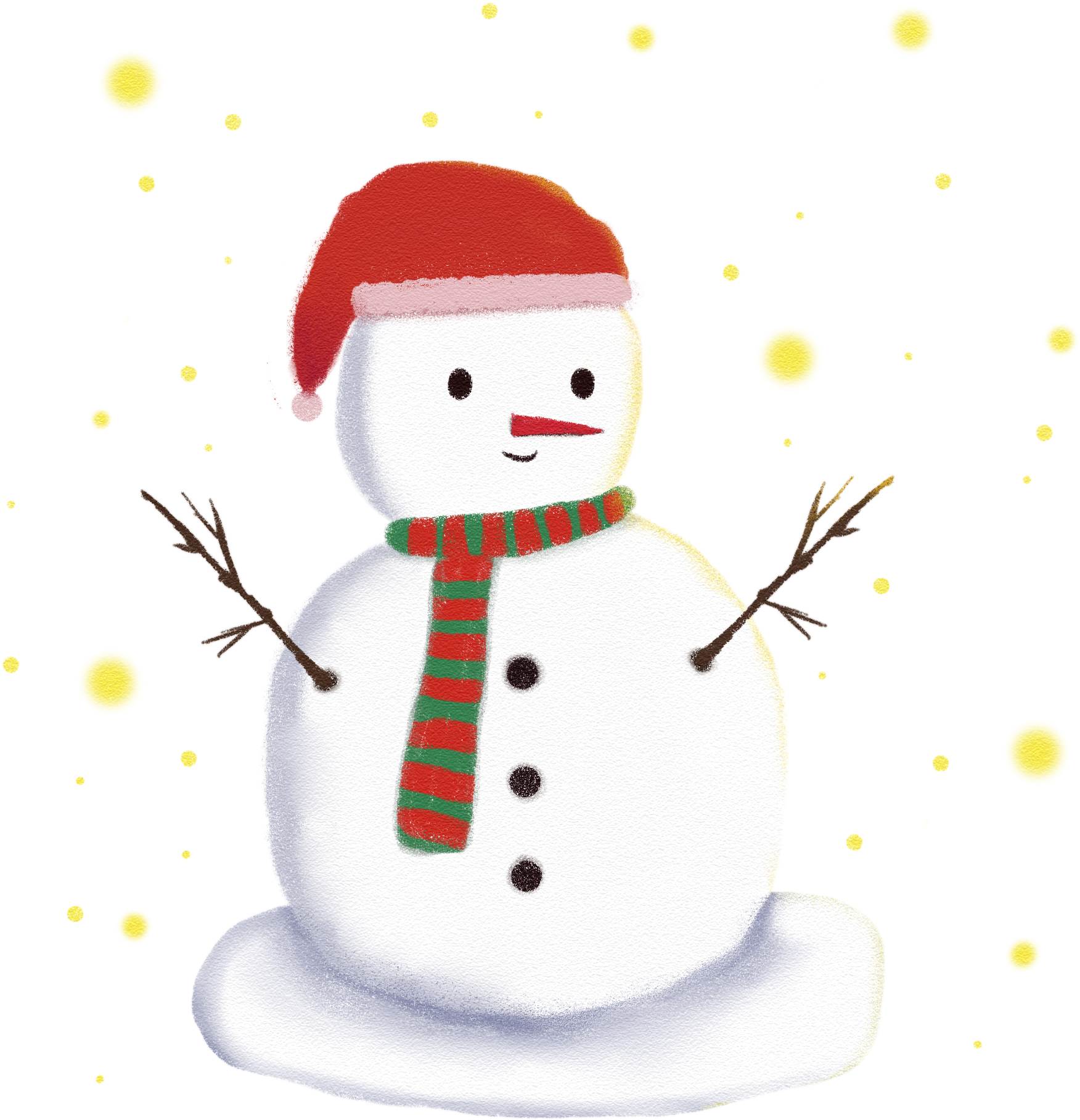 Cartoon Hand Drawn Wind Fresh Winter Png And Psd - Snowman Clipart (2000x2000), Png Download