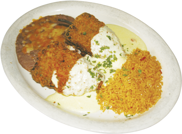 The Chile Relleno Comes Served Crispy With A Side Of - Chiles Rellenos Png Clipart (700x476), Png Download