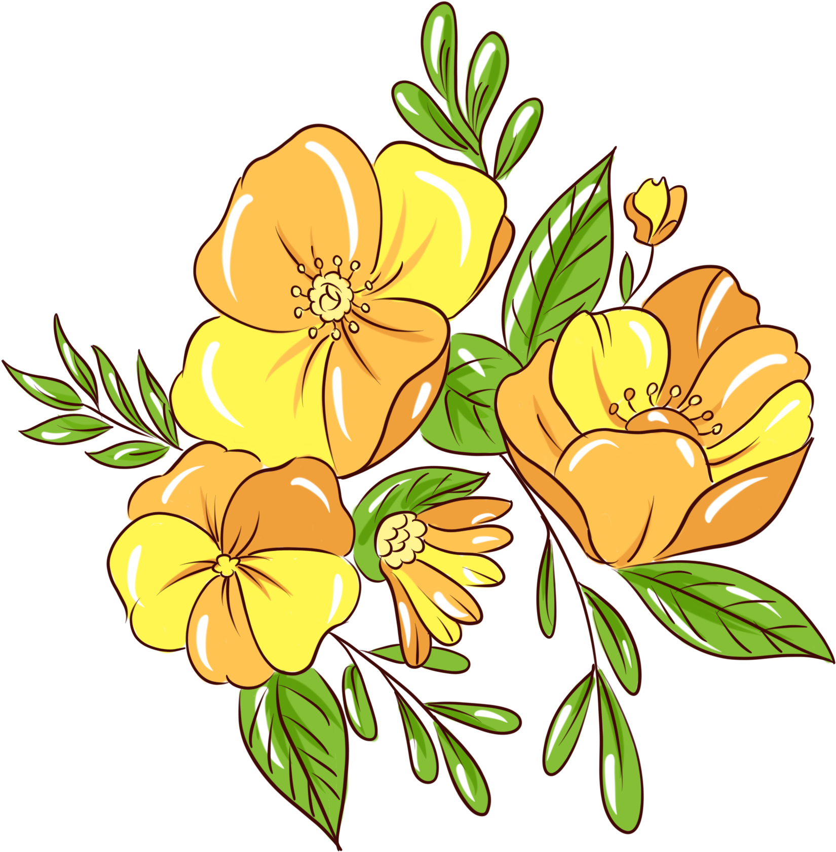 Plantas Pintadas A Mano Flores Ramos Pintados Botánicas - 植物 手繪 Clipart (2000x2000), Png Download