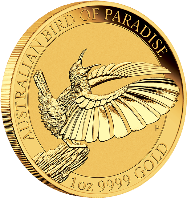Birds Of Paradise Victoria's Riflebird 1oz Gold Coin - Australian Bird Of Paradise Coin Clipart (624x652), Png Download