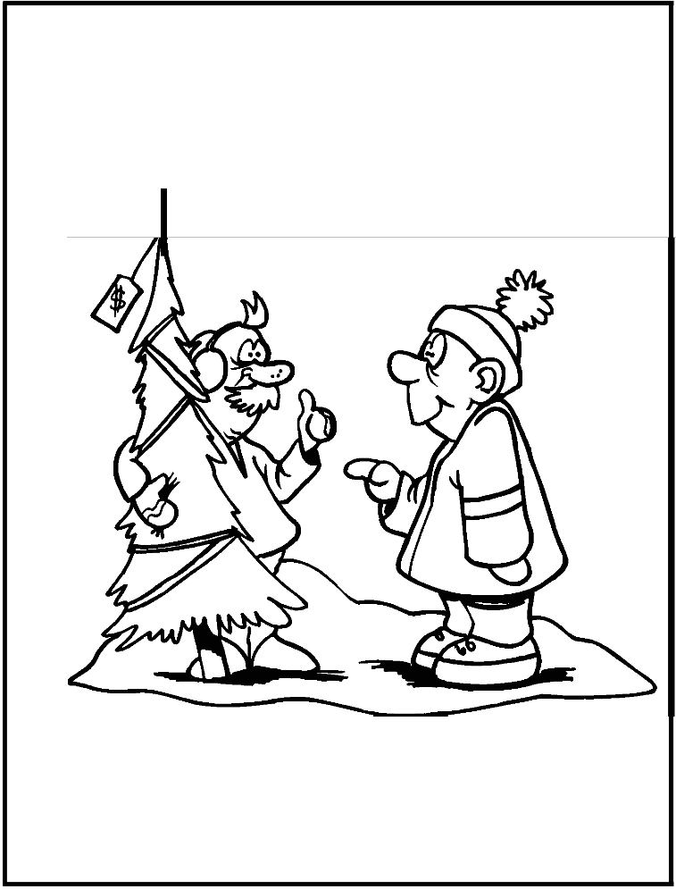 Hombre Comprando Arbol De Navidad Para Colorear Y Recortar - Cartoon Clipart (757x995), Png Download